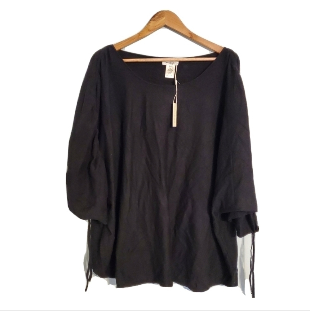 NEW Max Studio Pull String Sleeve Black Sweater